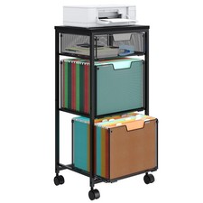 3 Drawer Mobile File Cabinet for Home Office, Rolling Filing Cabinet on Locka...
