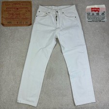 Vintage 90  s Levis 501 xx Mens 32x30 White Denim 501-0651 High Waisted USA Jeans