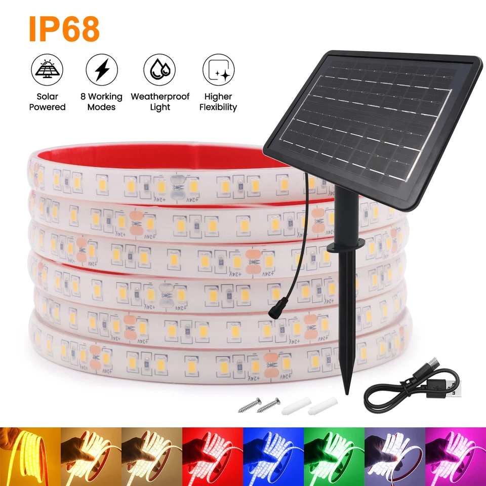 Solar LED Streifen Aussen Wasserdicht Stripe Lichter Selbstklebend Lichtleiste - Bild 2 von 4