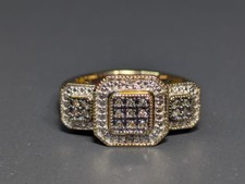 14k Gold Over Sterling Silver Diamond Ring 1/10 CTTW Size 7 SUN 925