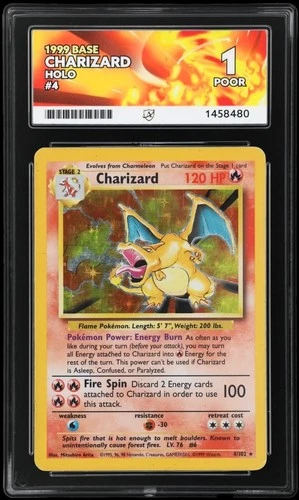 Pokemon TCG Charizard Holo 4/102 Base Set WOTC 1999 WOTC ACE 1