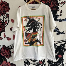 VTG 90s ONEITA SINGLE STITCH Jamaica Tribal Reggae Rasta Bob Marley T-Shirt XL