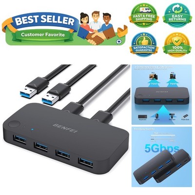 USB 3.0 Switch, USB Switch 2 Computers Share 4 USB for PC, Mouse, Keyboard, P...