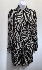 VTG GUESS by MARCIANO MADE IN ITALY Shirt Dress IT44 US10 M Viscose Soft Zebra