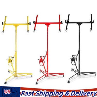 11FT Heavy Duty Drywall Lift Panel Hoist 150LBS Capacity Sheetrock Jack Wheels