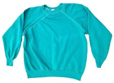 1970s/80s The Gap Teal Seafoam Green Blank Vintage Raglan Sweatshirt Size XL