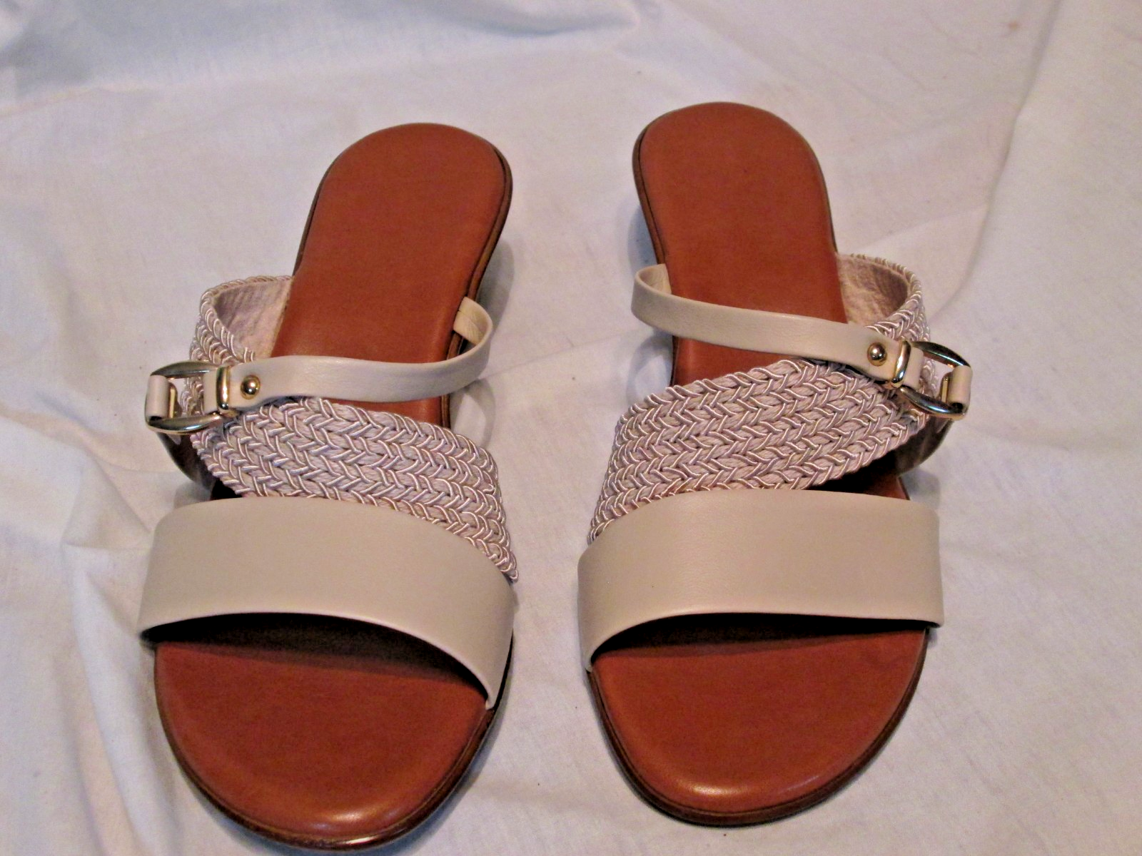 APL Sandalo donna slide osso made in Itally zeppa bassa fibbia TG 7 5