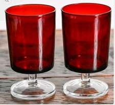Set of 2 Cristal d'Arques Cavalier Ruby Red Water Goblets 5¼"  EXCELLENT
