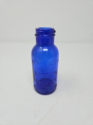 Vintage Bromo-Seltzer Emerson Drug Co Medicine Bottle Cobalt Blue Lot Of 2