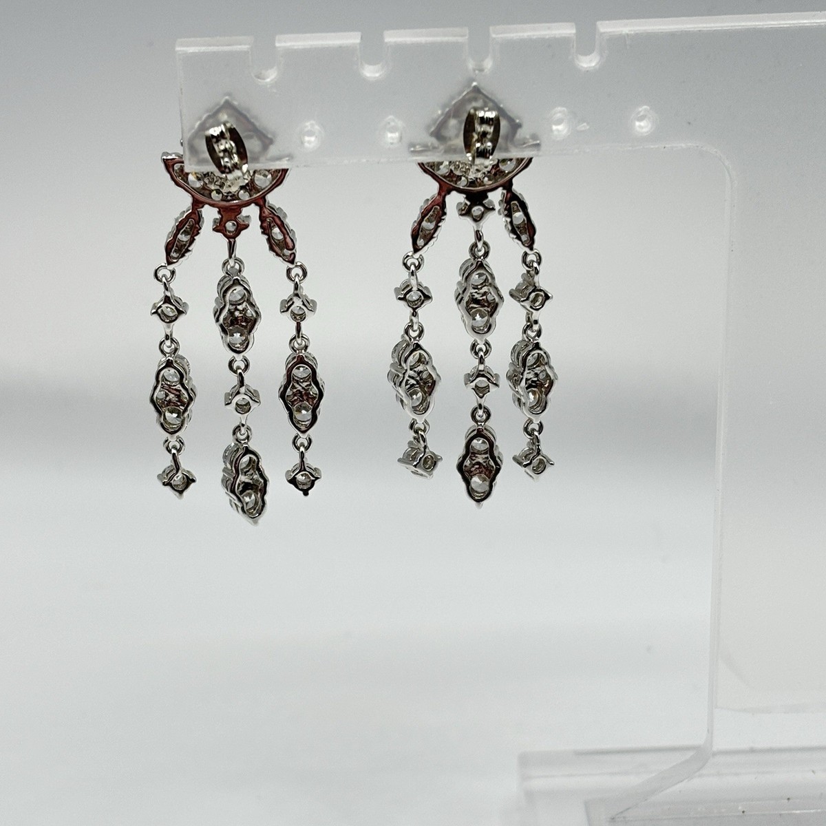 Chandelier Earrings 925 19g Sterling Silver KRM CZ Cascading Statement Bridal View 5