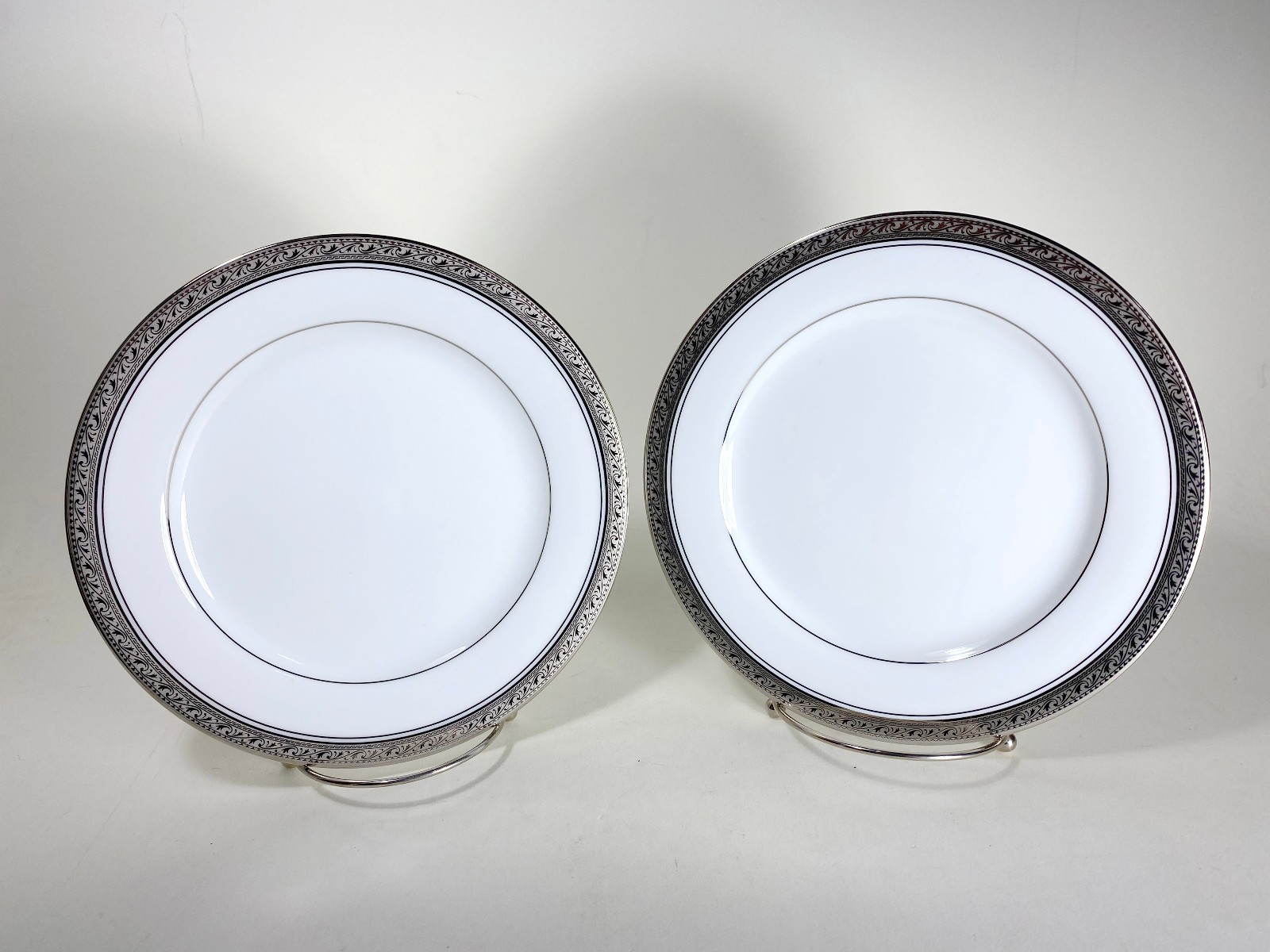 (2) Noritake Legendary Crestwood Platinum 4166 Salad Plates 8 1/4