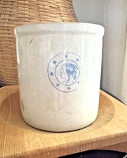 Rare, Vintage Louisville Pottery "Indian Head" Stoneware Crock