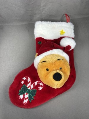 VINTAGE 1999 Winnie The Pooh Singing Christmas Stocking Plush 3D Disney Store