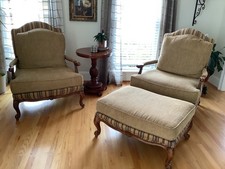 Ethan Allen Harris Chairs and Ottoman Set