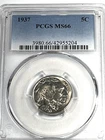 1937 Buffalo Nickel : PCGS MS66 Blazing White
