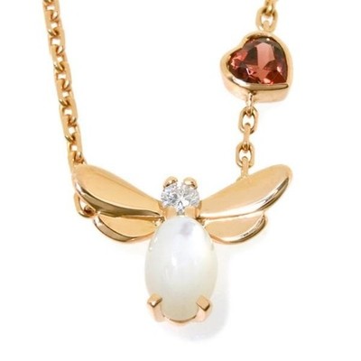 CHAUMET Attrape Moi Bee Garnet Diamond 18k Rose Gold Necklace Pendant with Paper