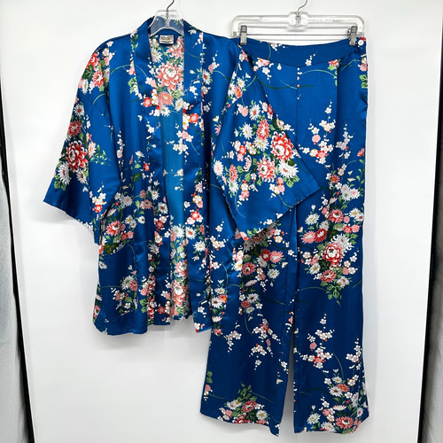 Vintage Kimono Robe Pajama Pant Set Made in Japan S M L XL Satin Asian Inspired