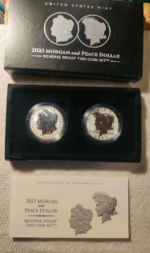 2023 Morgan and Peace silver dollar set reverse proof two coin set
