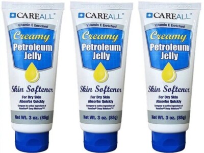Lot of 3 CareAll Creamy Petroleum Jelly Skin Softener For Dry Skin Absorbs 3oz/ 