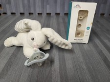        RaZ Baby Buddy Pacifier Holder Removable Bunny Plush w Extra Pacifiers