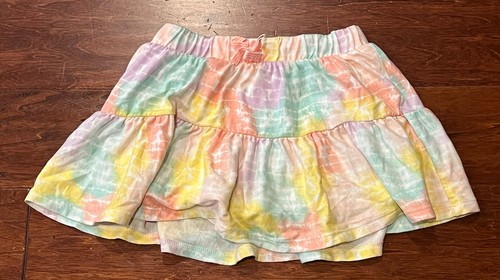 Lot Of 2 Cat Jack Yellow Green Girls Small 6 Rainbow Heart Tie Dye Flared Skirt - Picture 2 of 10