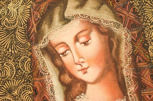 Cuadro cuzqueño - Virgen - Óleo sobre lienzo - 58,5 cm - Imagen 4 de 17