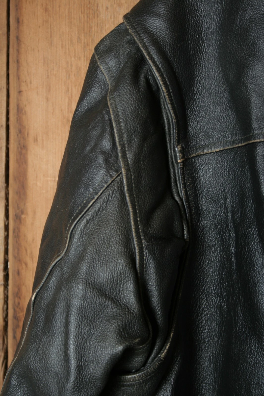 DECODED Brown Leather Fleece Lined Motorcycle Jacket Men's Sz. XL - product detail image 9