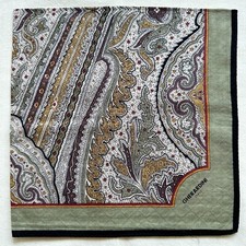 Mens Handkerchief Vintage Navy Linen Paisley Damask Classic Pocket Square 21"