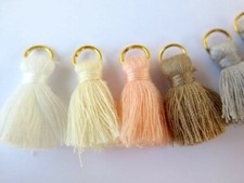 Khaki Tassels Small Cotton Jewelry Tassels Tassels with Jump Rings 6 Color Pack