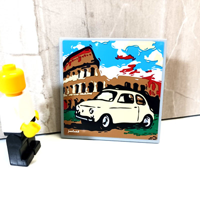 LEGO Art Italian Vacation Fiat 500 European Trip Colosseum Ancient Ruins Sticker