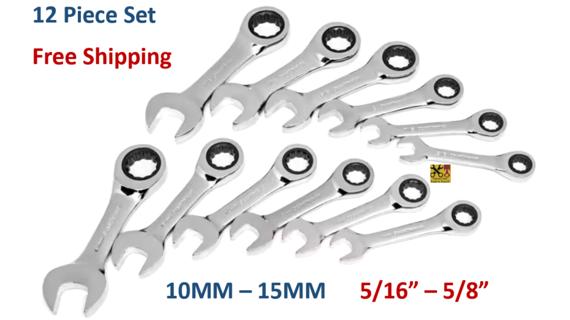 GEARWRENCH STUBBY RATCHETING WRENCH SET 12 Pt Metric MM / SAE INCH 6pc