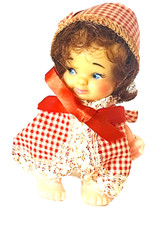 Vtg 1965 Uneeda Pee Wee Miniature Girl Doll 4" Collectible Made In Hong Kong