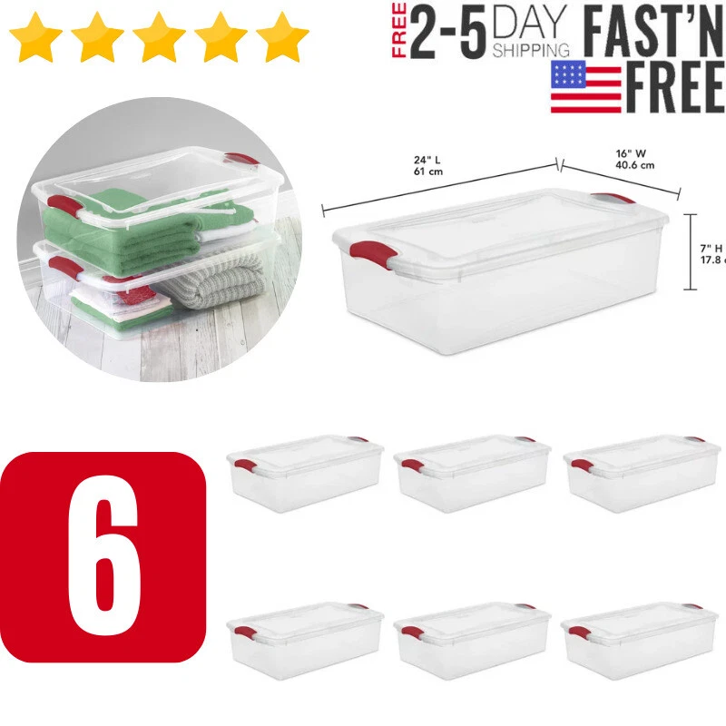 Sterilite 16 Qt Clear Plastic Stacking Storage Containers with