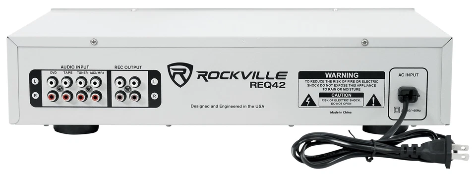 Rockville REQ42-B Silver 19" Rack Mount 2 x 21 Band Equalizer EQ - Image 4 of 4