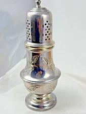 Muffineer   Sugar Spice Shaker   Israel Freeman  England  Signed Silverplate