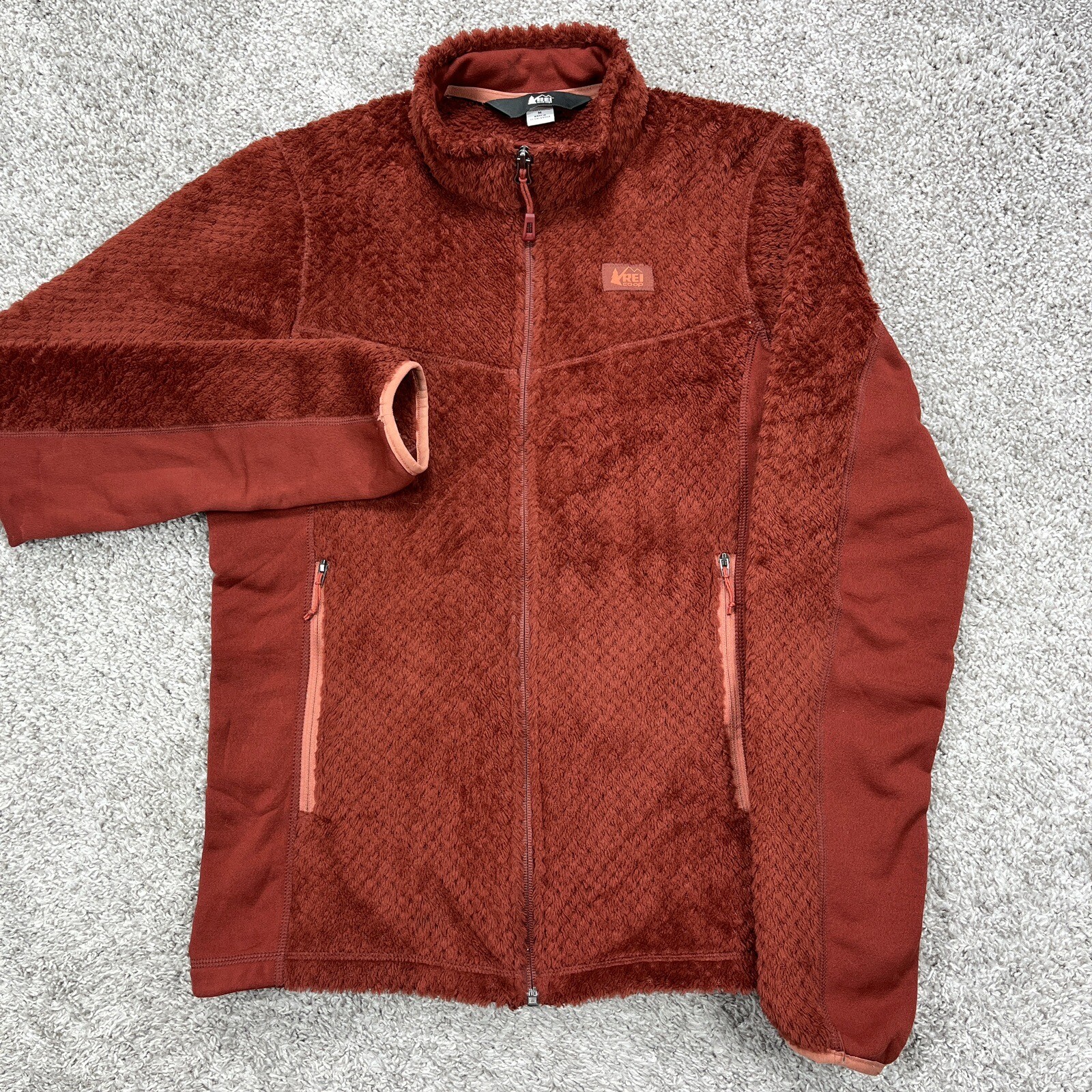 REI Fleece Jacket Polartec Flowcore Full Zip Orange O… Gem