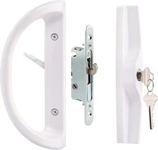HauSun Sliding Patio Door Handle Set White with Key Lock – Reversible 3-15/16"