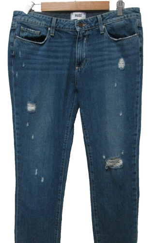 Paige Portor straight leg distressed jeans destroyed denim Size Sz 30 10 - Picture 7 of 13