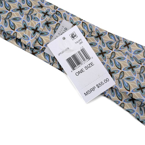 Perry Ellis Men's Olsson Floral Print Tie Taupe Yellow Necktie Classic 3 $55 - Picture 3 of 5