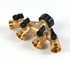 Expert Gardener 4-Way Brass Hose Faucet Manifold