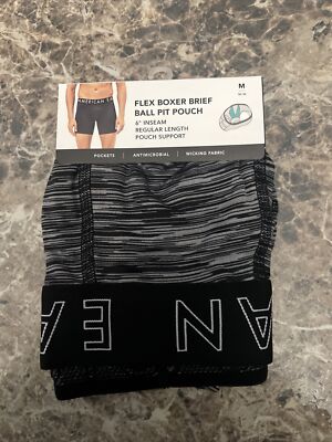 American Eagle Boxer Brief Underwear Mens Medium Ball Pit Pouch 6  Flex Charcoal