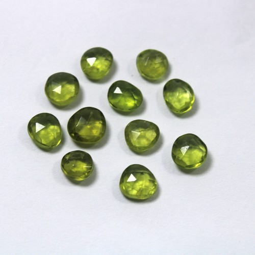 15.5 Carat 8x7-6x6.5 MM Natural Green Peridot Both Side Rose Cut 11 Piece Lot - Picture 9 of 12
