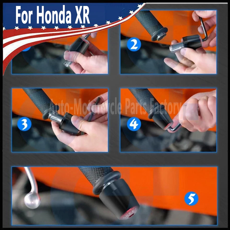 NEW CNC Handlebar Bar Ends Hand Grips End Caps For Honda XR100 XR250 XR350 XR500 Foto 4 de 4