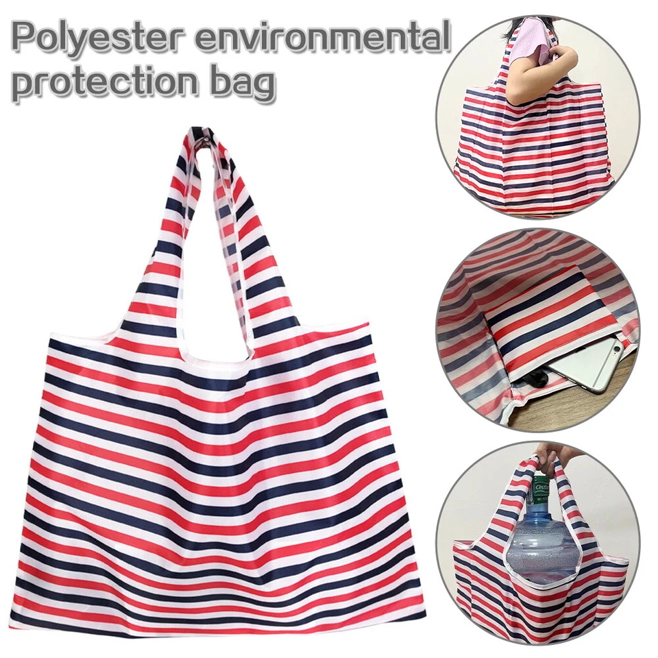 Large Foldable Reusable Ladies Shopping Bag Eco Tote Handbag Fold Away Bag UK - Image 3 of 4