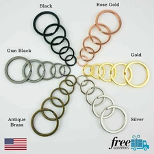 Split Ring Flat Surface Key Rings Double Loop Keychain Metal Plating