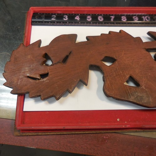 Vintage Hand Carved Dragon Wooden Asian Ornate Sculpture Wall Decor 17” #op/hp - Picture 8 of 8