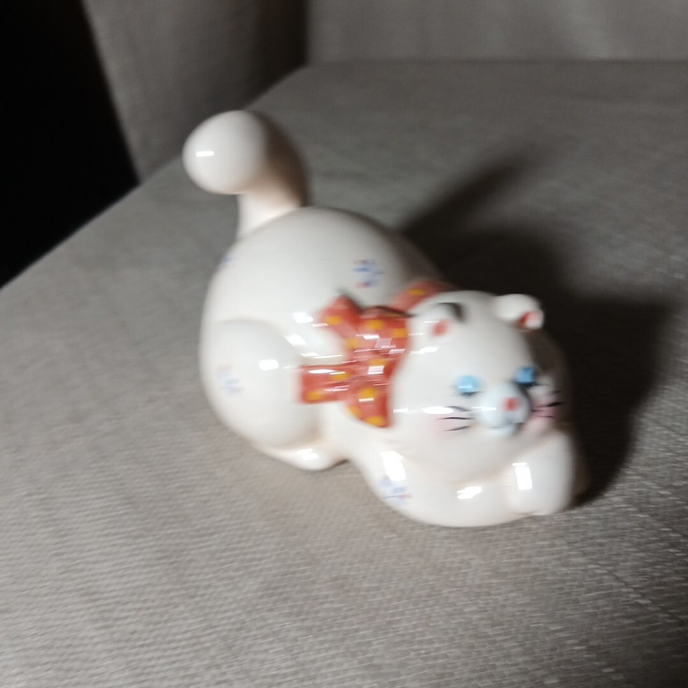 Vintage Brinns 1987 Sleeping Fat Cat With Red Bow