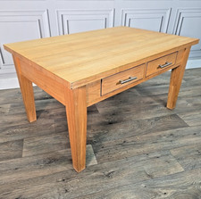 Tavolino da caffè vintage - rettangolare in legno massello - gambe coniche - 4 cassetti