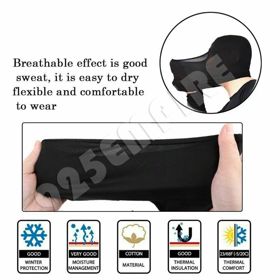 2 PIEZAS Máscara facial completa de pasamontañas negra para hombre 100 % algodón bicicleta esquí deportes  Foto 2 de 3