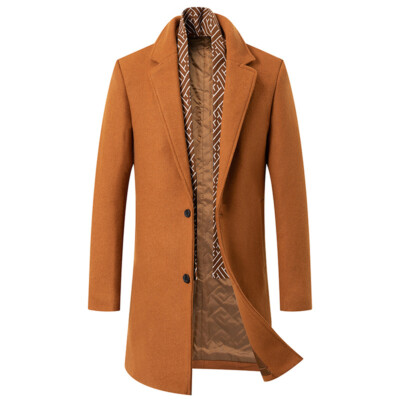 Men's Wool Blend Pea Coat Warm Winter Coat Business Dress Coats With Scarf | eBay Men's Wool Blend Pea Coat Warm Winter Coat Business Dress Coats With Scarf | eBay
